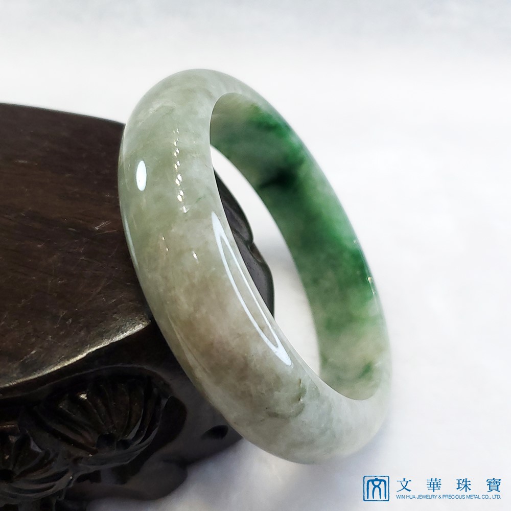 翡翠豆種帶翠玉鐲 19圍 平安鐲