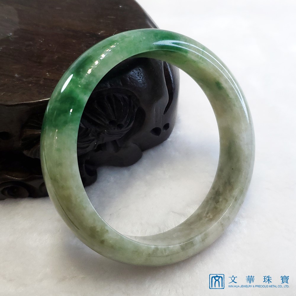 翡翠豆種帶翠玉鐲 19圍 平安鐲