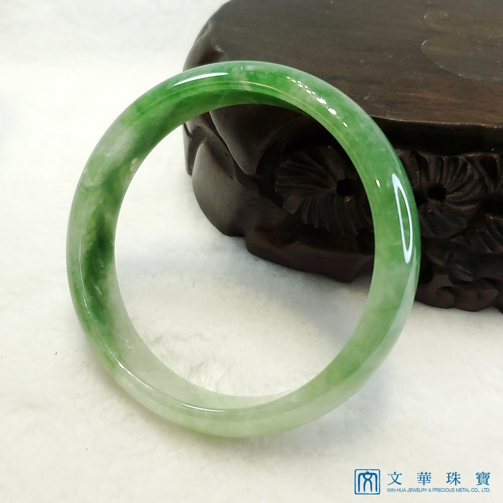 翡翠晴水綠玉鐲 18.3圍 平安鐲