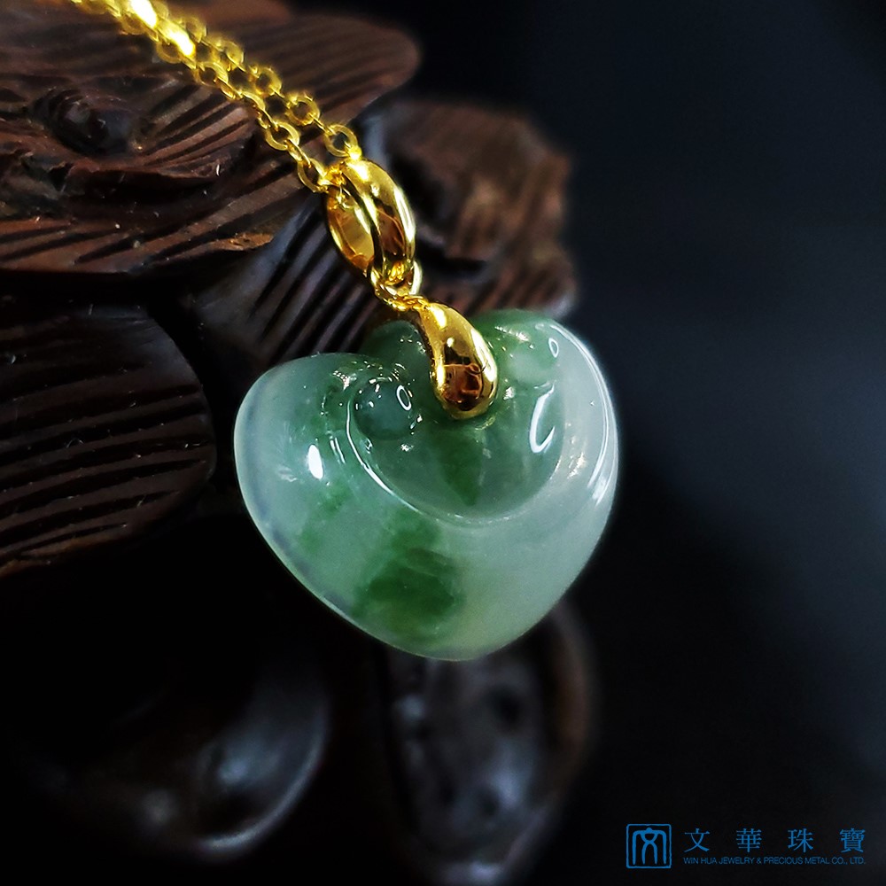 翡翠冰糯飄花如意鎖玉墜 