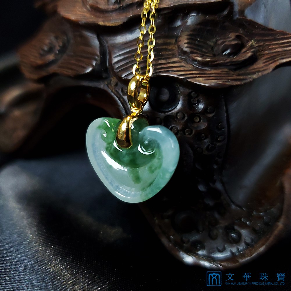 翡翠冰糯飄花如意鎖玉墜 