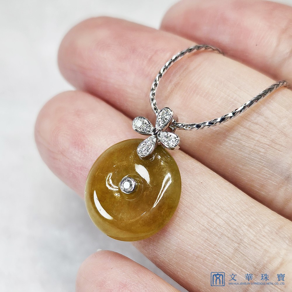 冰翡平安扣小花玉墜 