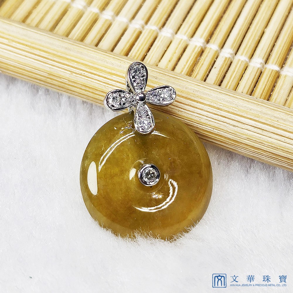 冰翡平安扣小花玉墜 