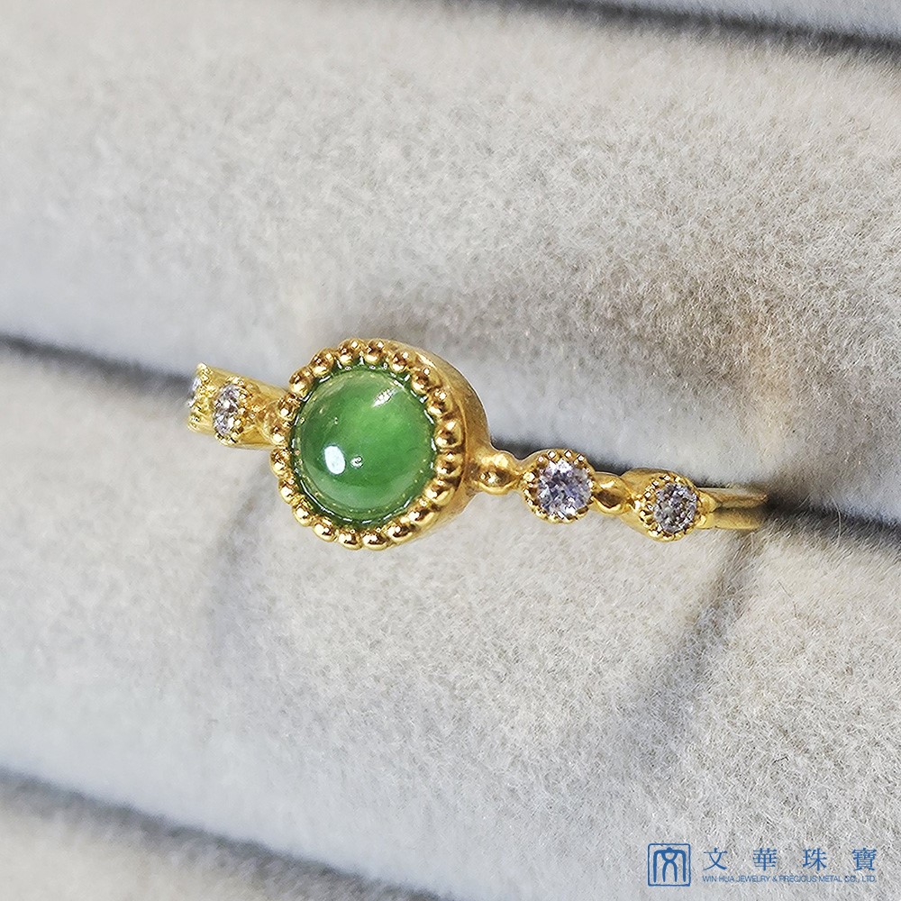 翡翠小綠蛋黃K戒指 國際圍9號(已售出)