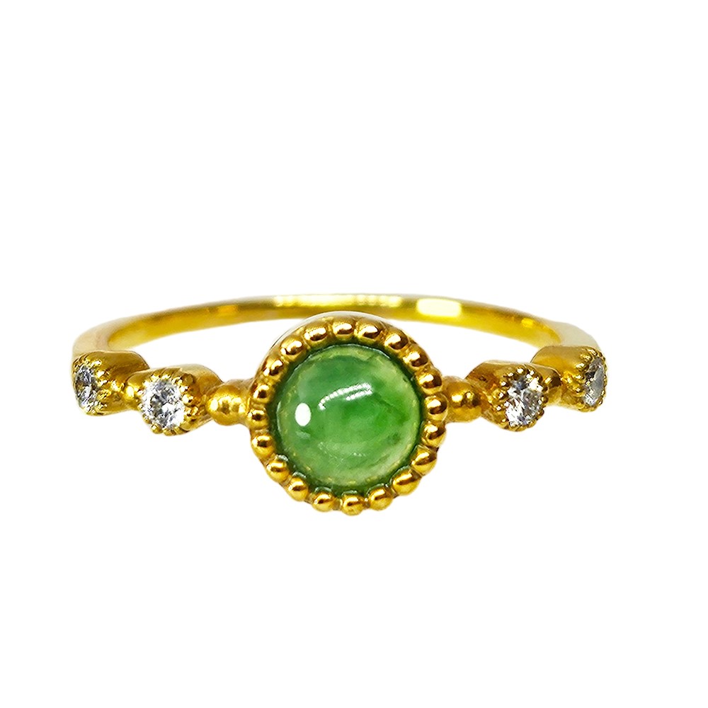翡翠小綠蛋黃K戒指 國際圍9號(已售出)