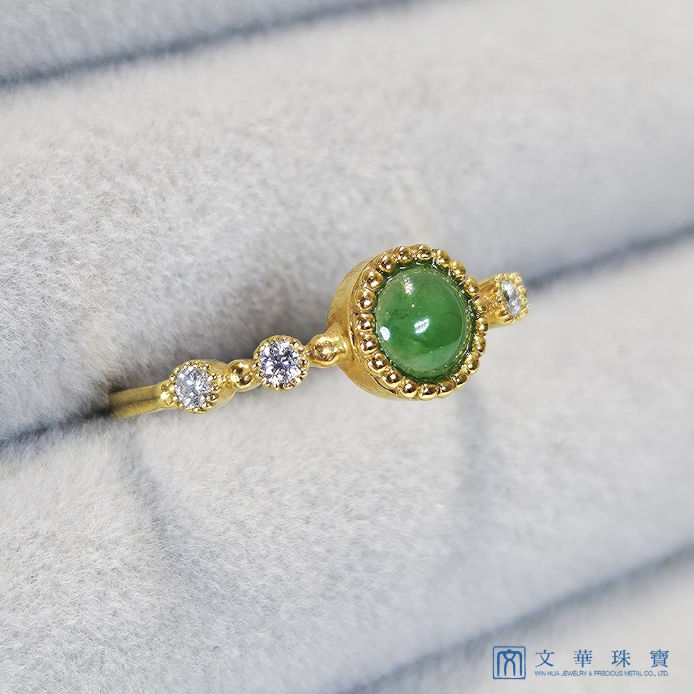 翡翠小綠蛋黃K戒指 國際圍9號(已售出)
