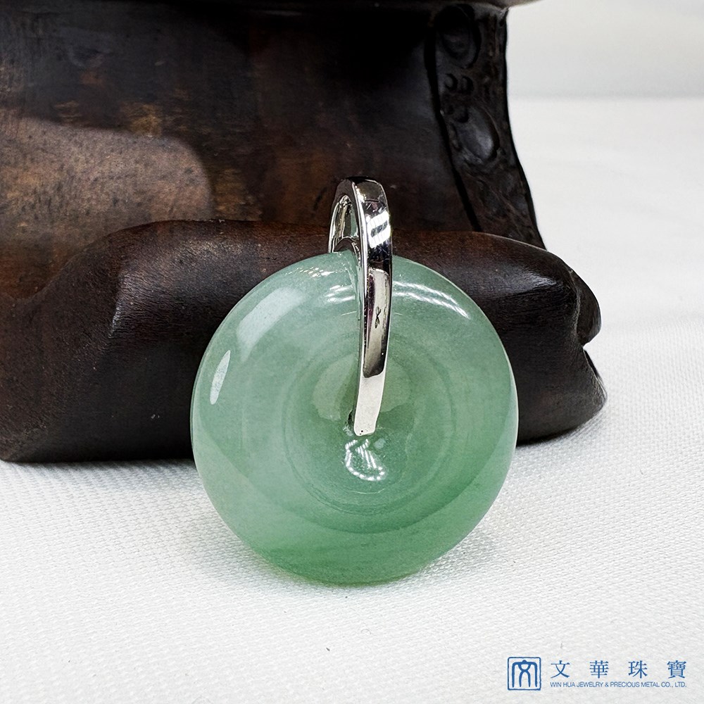 漸層翠綠平安扣翡翠鑽墜(已售出)