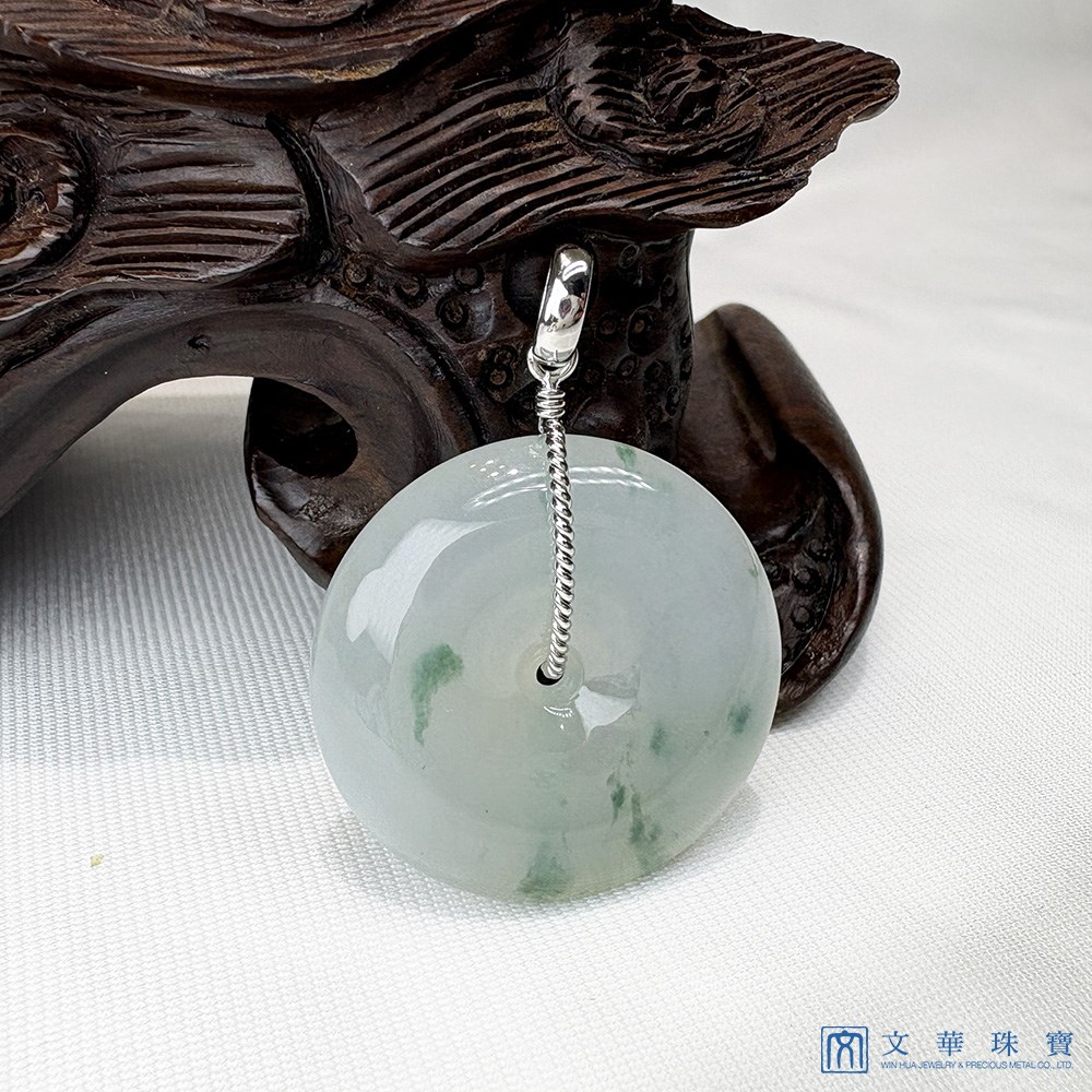 冰糯飄蘭花大平安扣翡翠玉墜 