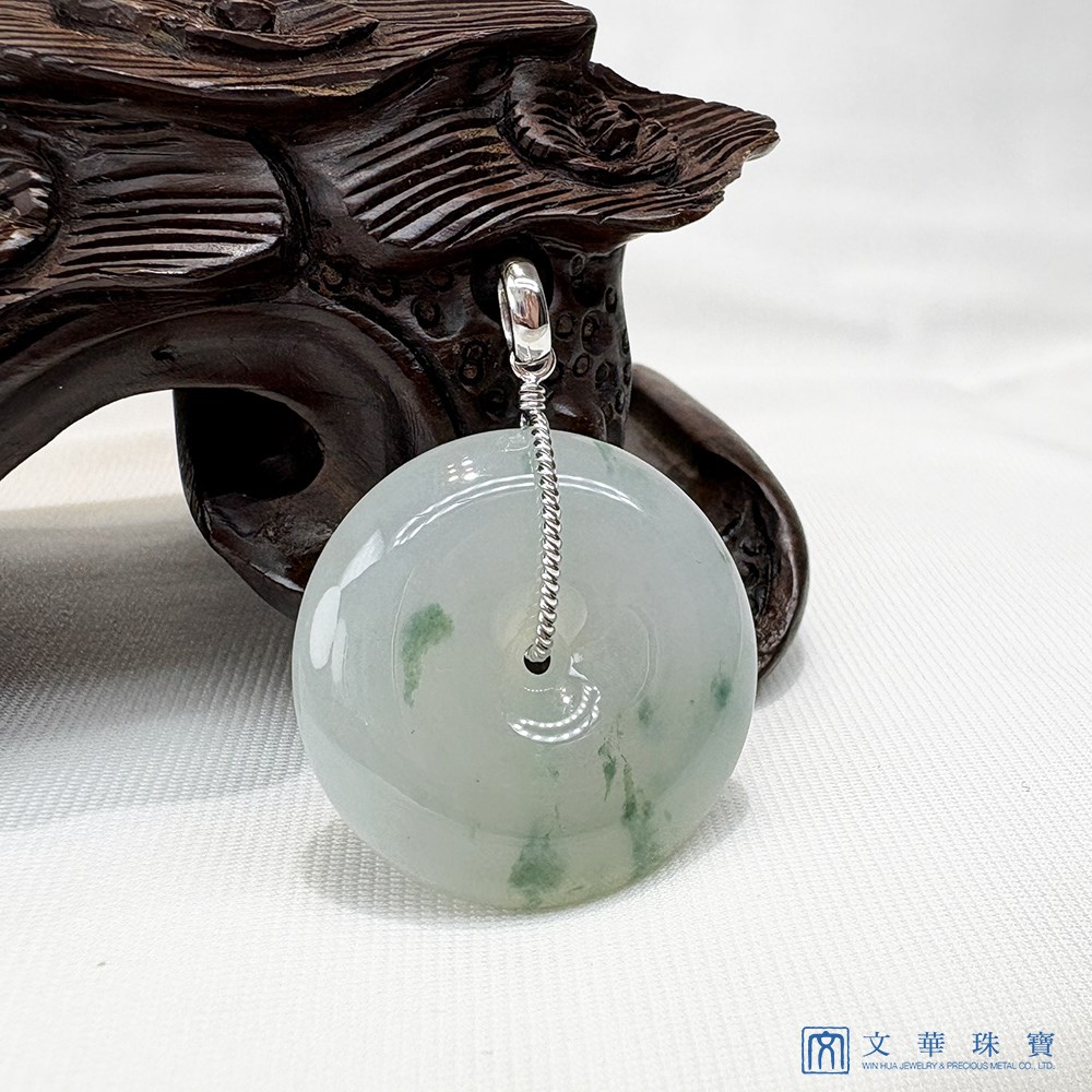 冰糯飄蘭花大平安扣翡翠玉墜 