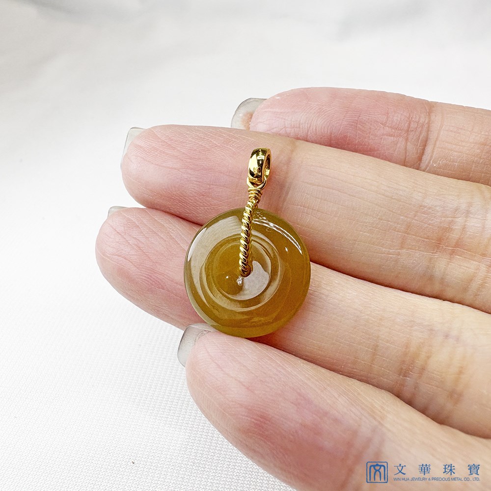 黃翡平安扣翡翠玉墜