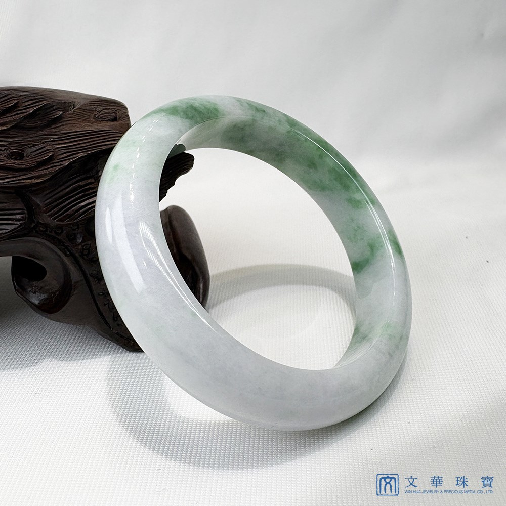 翡翠白底青玉鐲 18.5圍