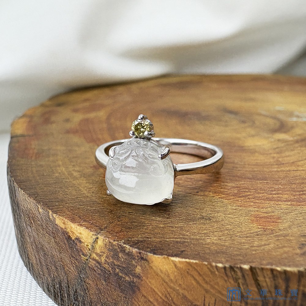 高冰種三腳蟾咬錢招財玉戒 國際圍9.5圍