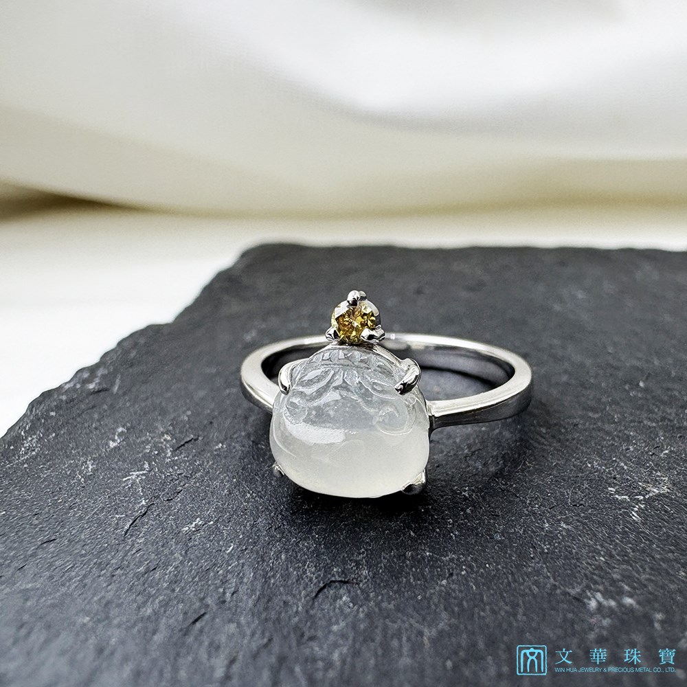 高冰種三腳蟾咬錢招財玉戒 國際圍9.5圍