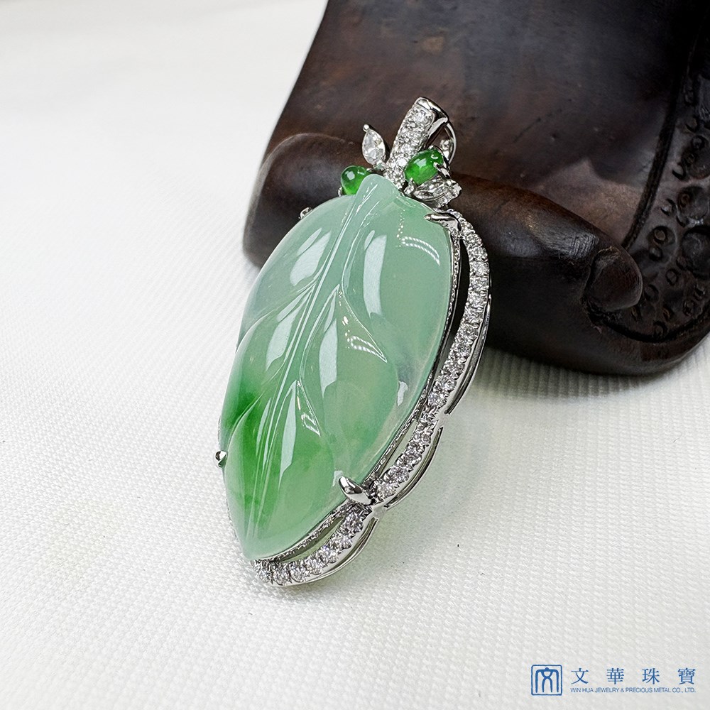 冰種嫩芽綠意玉葉鑽墜