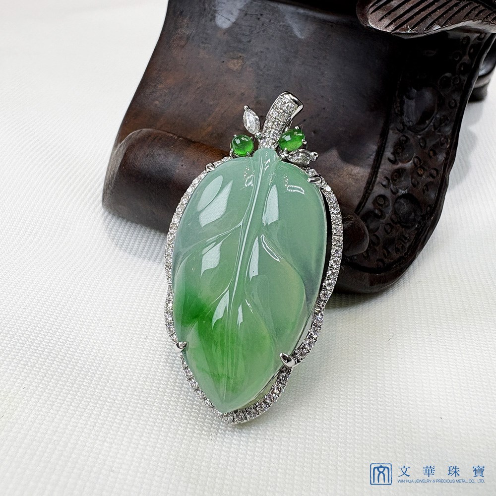 冰種嫩芽綠意玉葉鑽墜