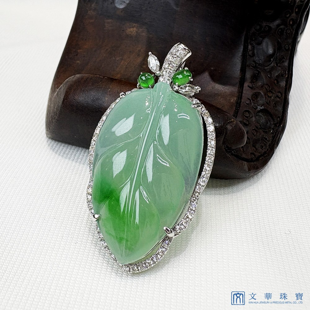 冰種嫩芽綠意玉葉鑽墜