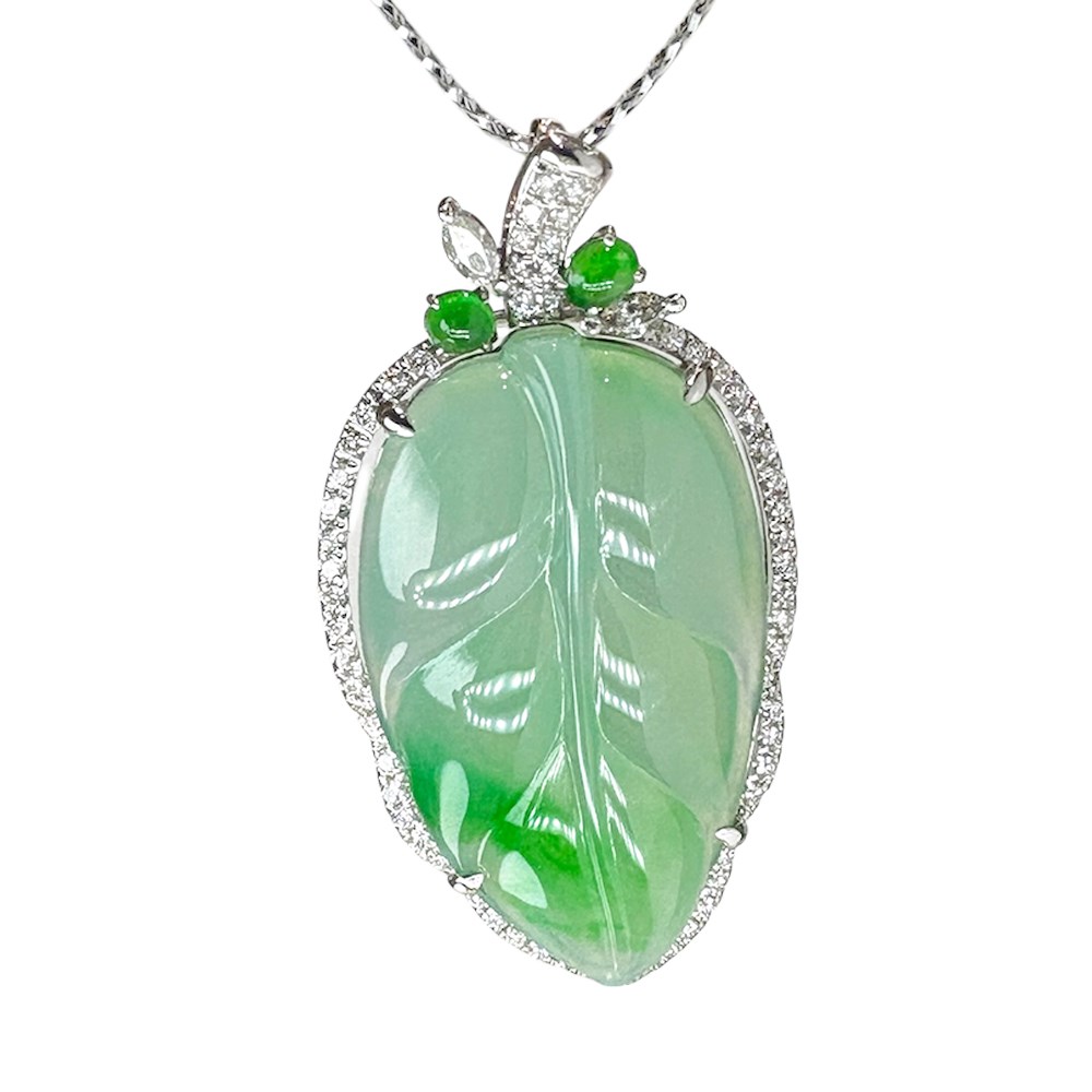 冰種嫩芽綠意玉葉鑽墜