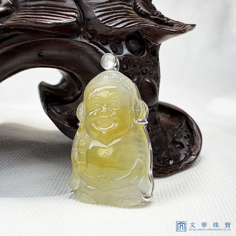 冰種金蜜黃翡財神玉墜