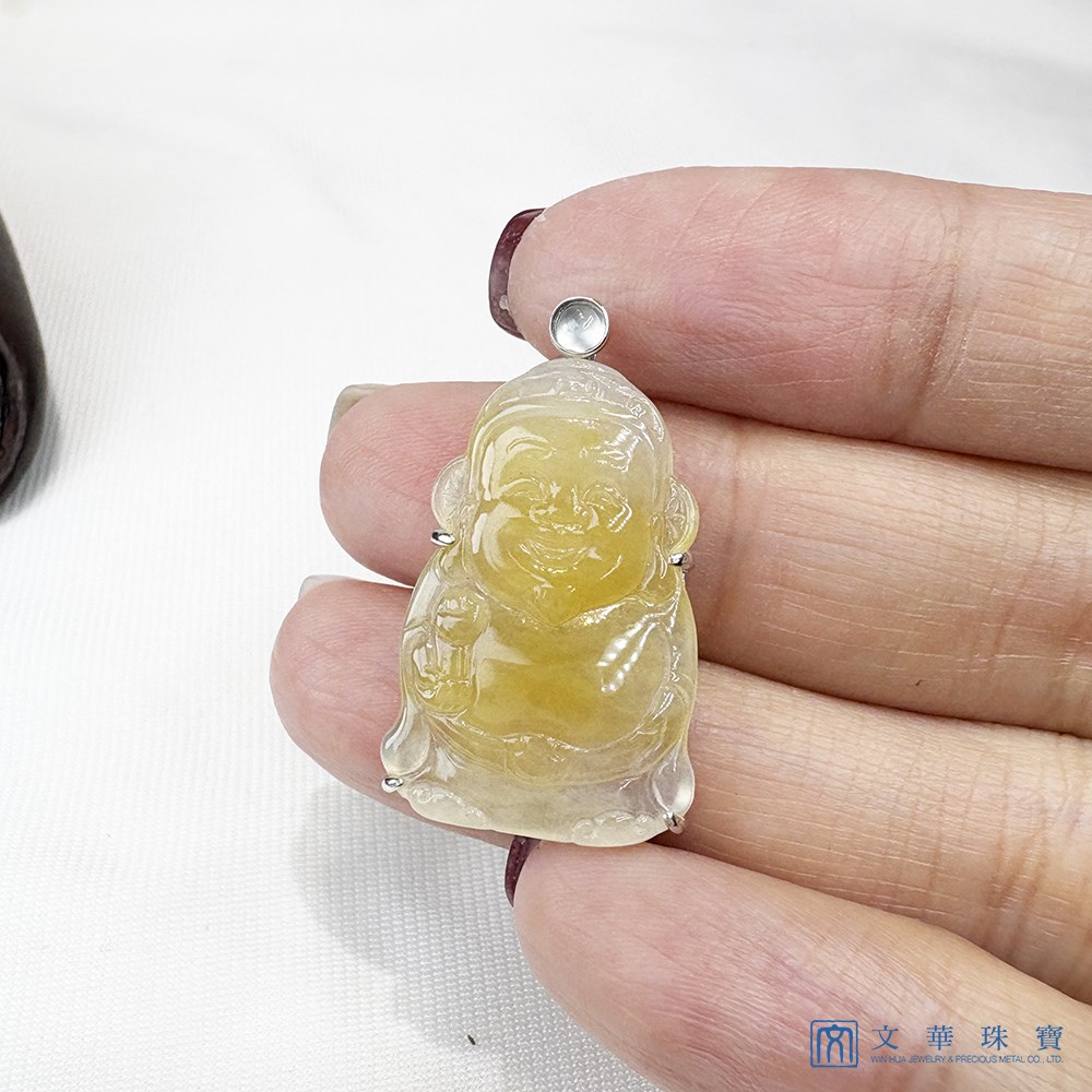 冰種金蜜黃翡財神玉墜