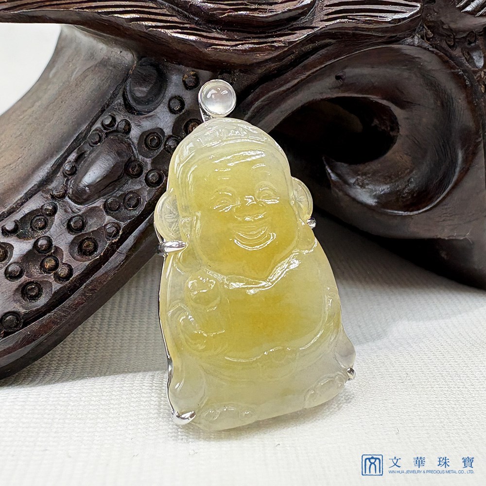 冰種金蜜黃翡財神玉墜
