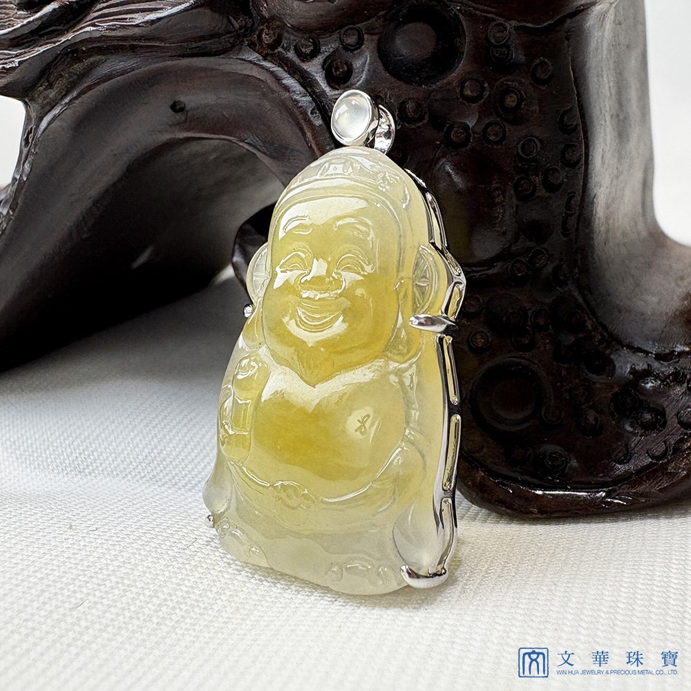 冰種金蜜黃翡財神玉墜