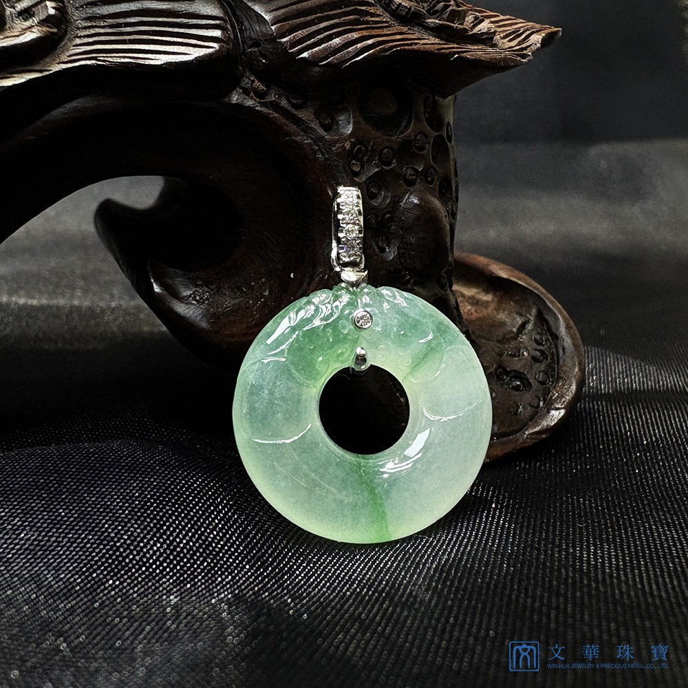 冰種飄綠雙龍平安環玉墜