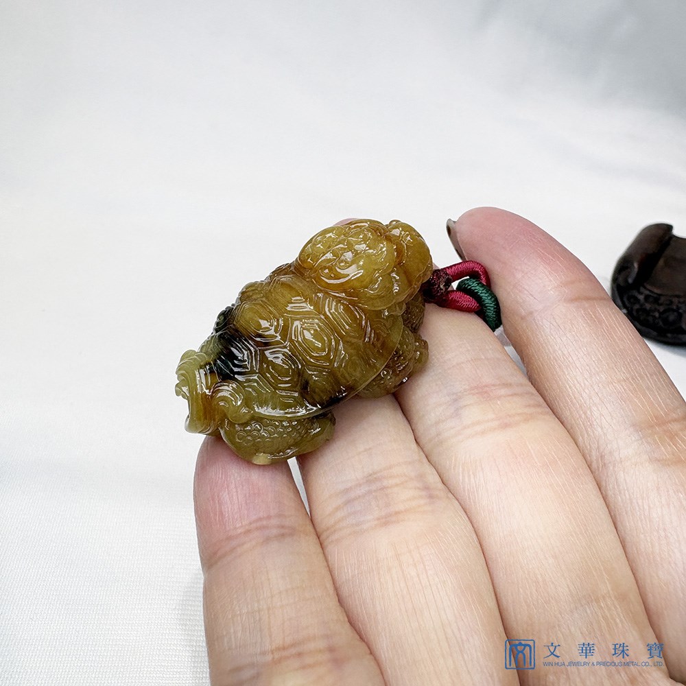 翡翠沉木藏金龍龜擺件 把玩掛飾