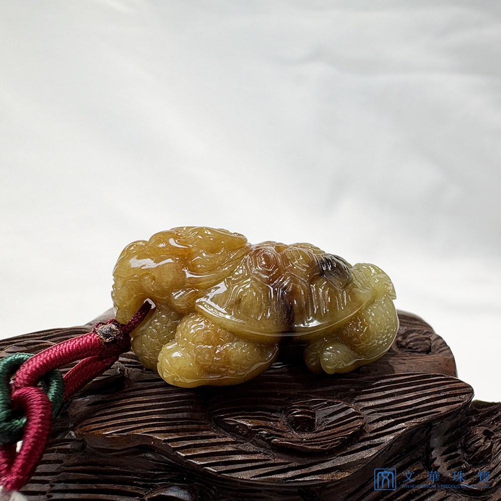 翡翠沉木藏金龍龜擺件 把玩掛飾