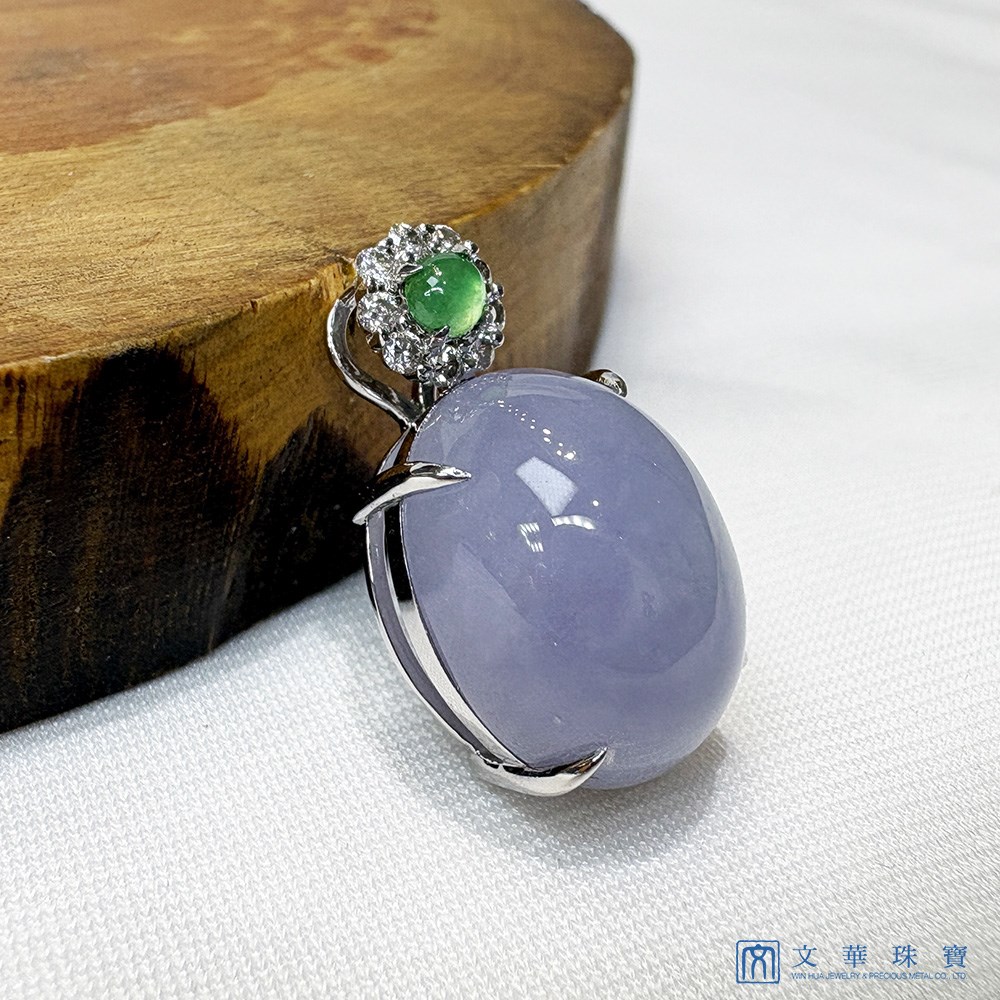翡翠紫羅蘭蛋面玉墜 