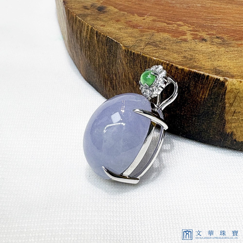翡翠紫羅蘭蛋面玉墜 