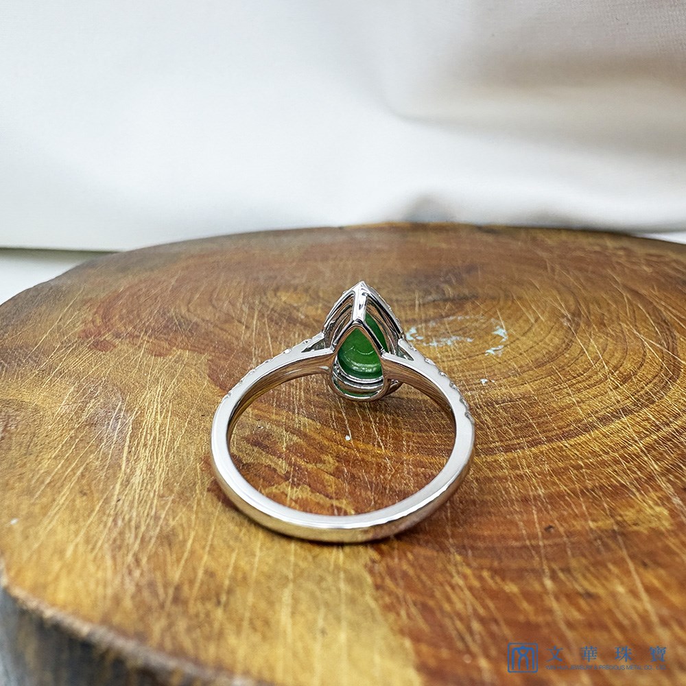 冰種翡翠水滴鑽戒 國際圍11號