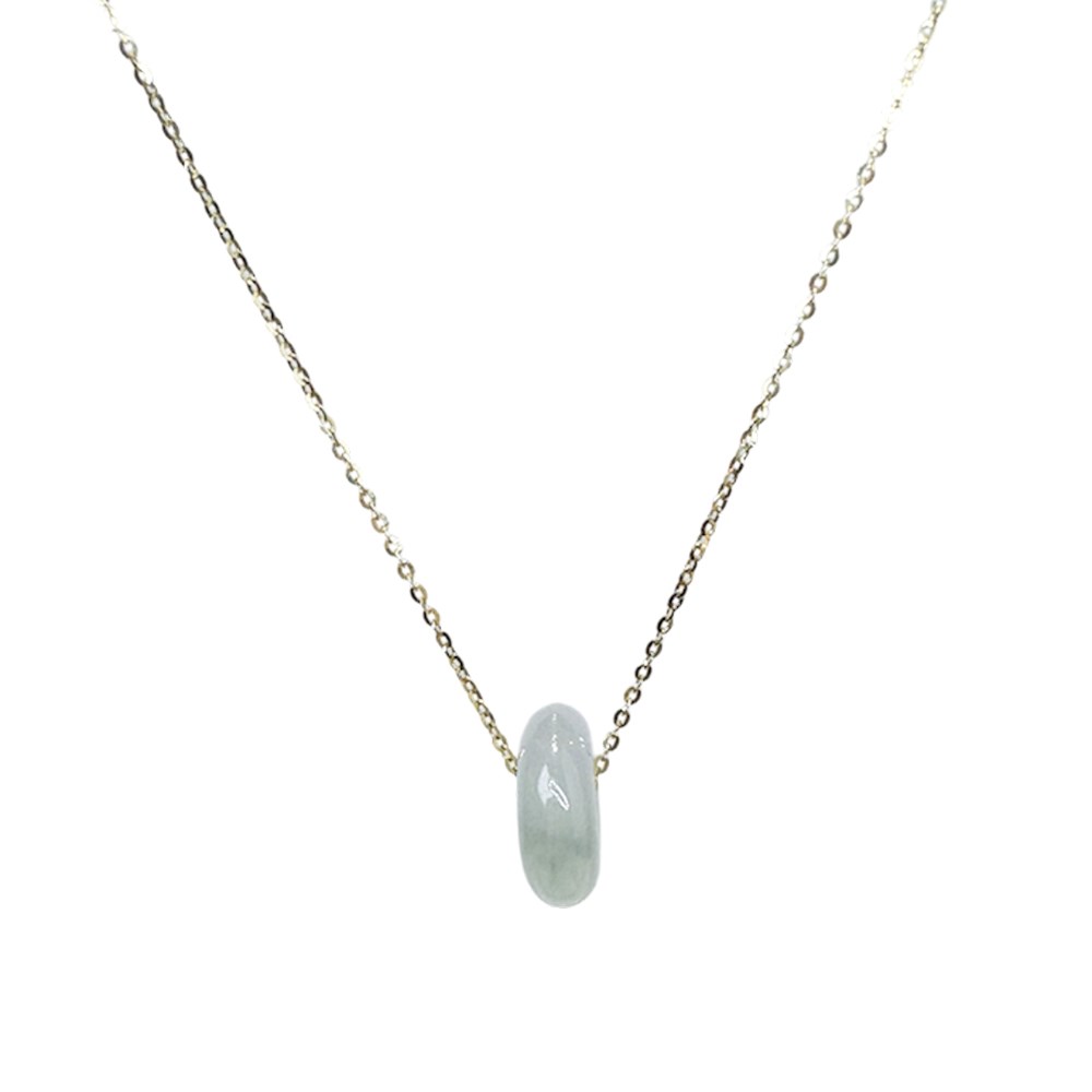 冰種淡綠平安扣黃K金項鍊 18K金