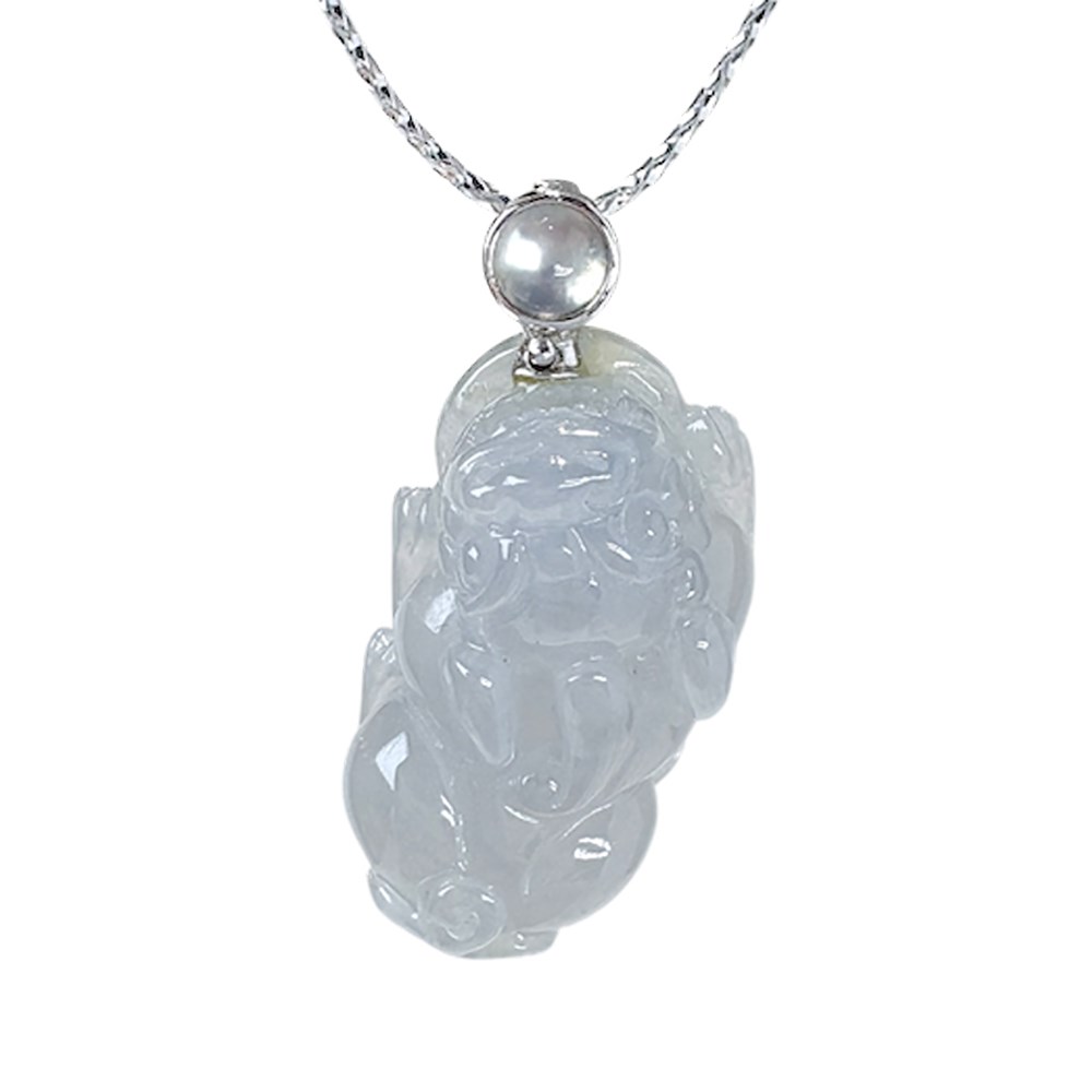 冰潤灰藍貔貅玉墜 