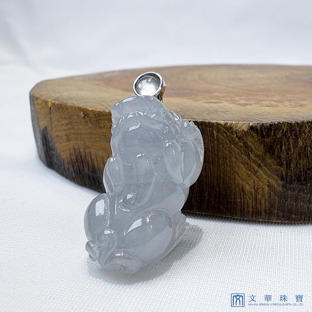 冰潤灰藍貔貅玉墜 