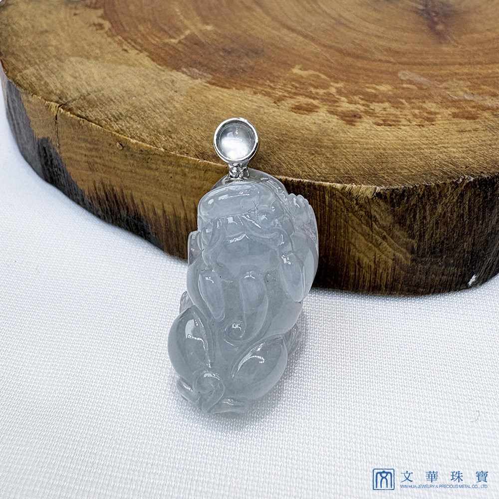 冰潤灰藍貔貅玉墜 