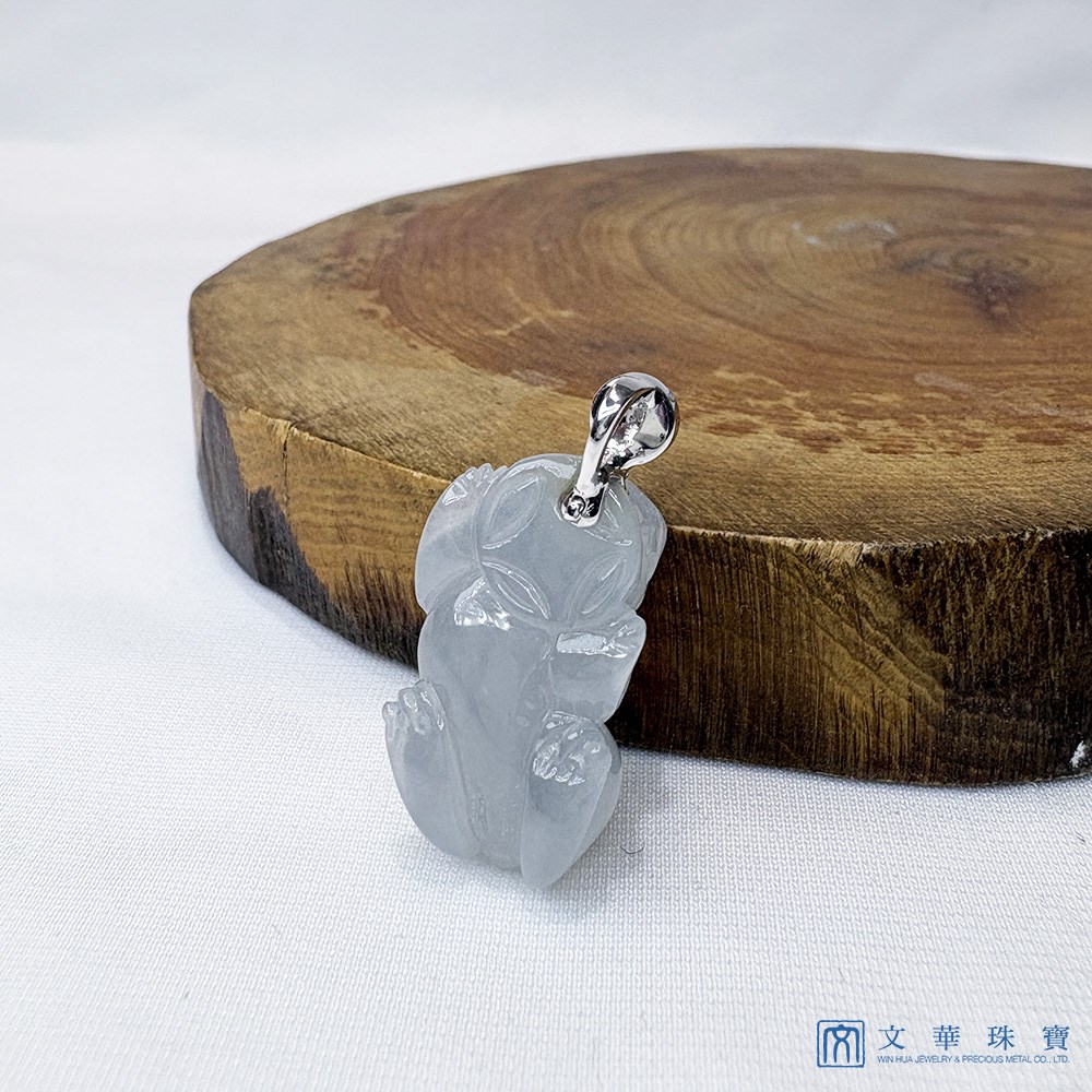 冰潤灰藍貔貅玉墜 