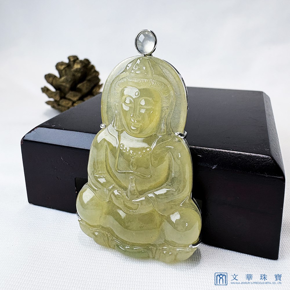 高冰蜜糖黃翡觀音玉墜