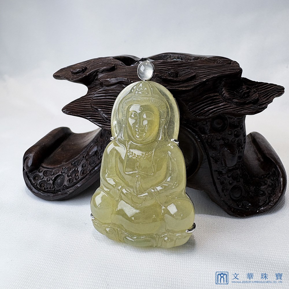 高冰蜜糖黃翡觀音玉墜