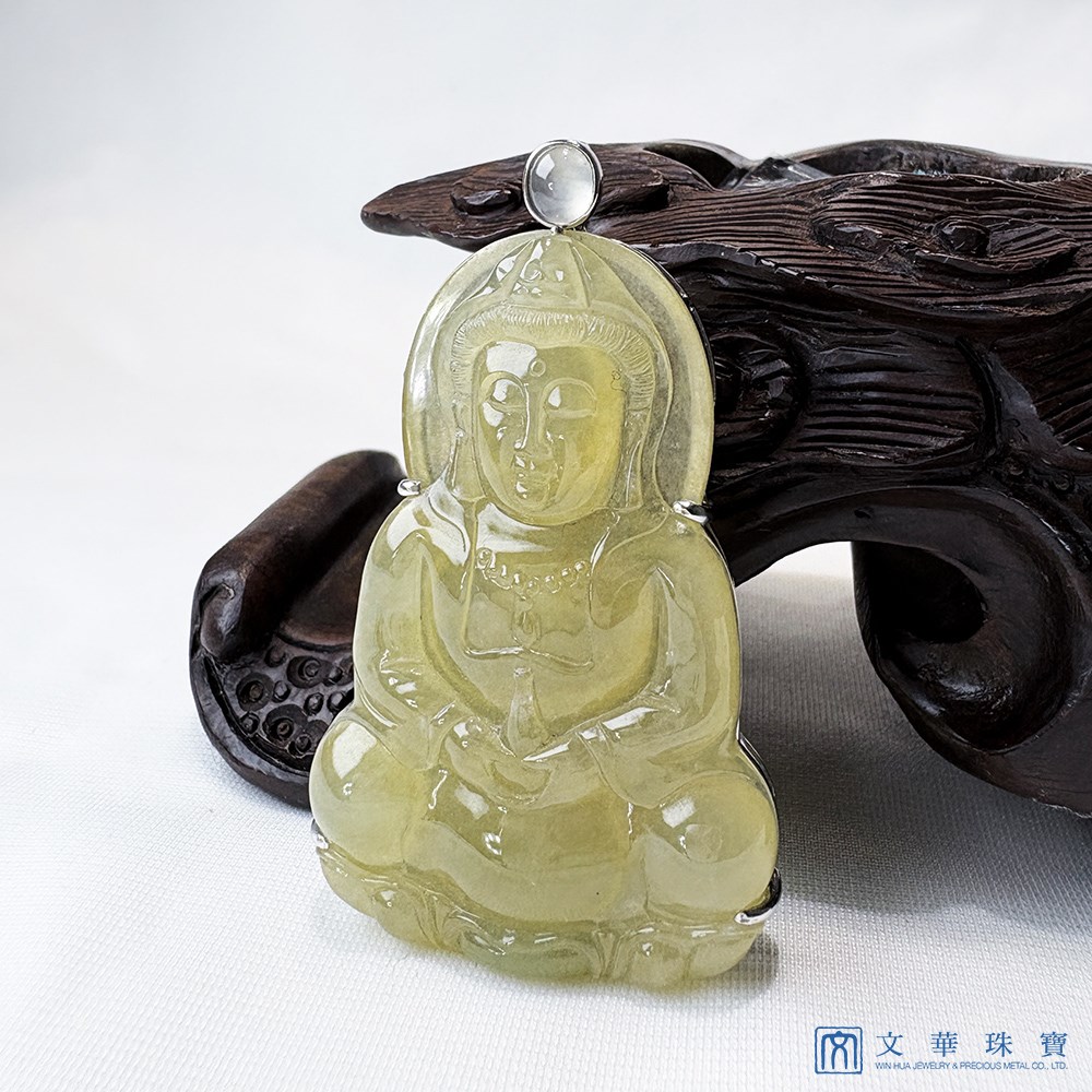 高冰蜜糖黃翡觀音玉墜