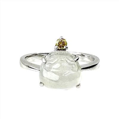 高冰種三腳蟾咬錢招財玉戒 國際圍9.5圍