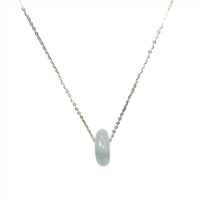 冰種淡綠平安扣黃K金項鍊 18K金