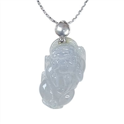 冰潤灰藍貔貅玉墜 